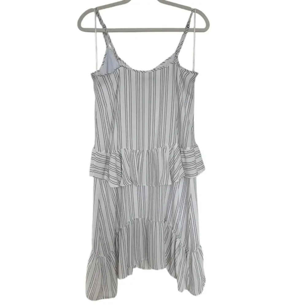 Rebecca Minkoff Taylor Striped Ruffle Dress Asymmetrical Hem Size 4 - Picture 4 of 7